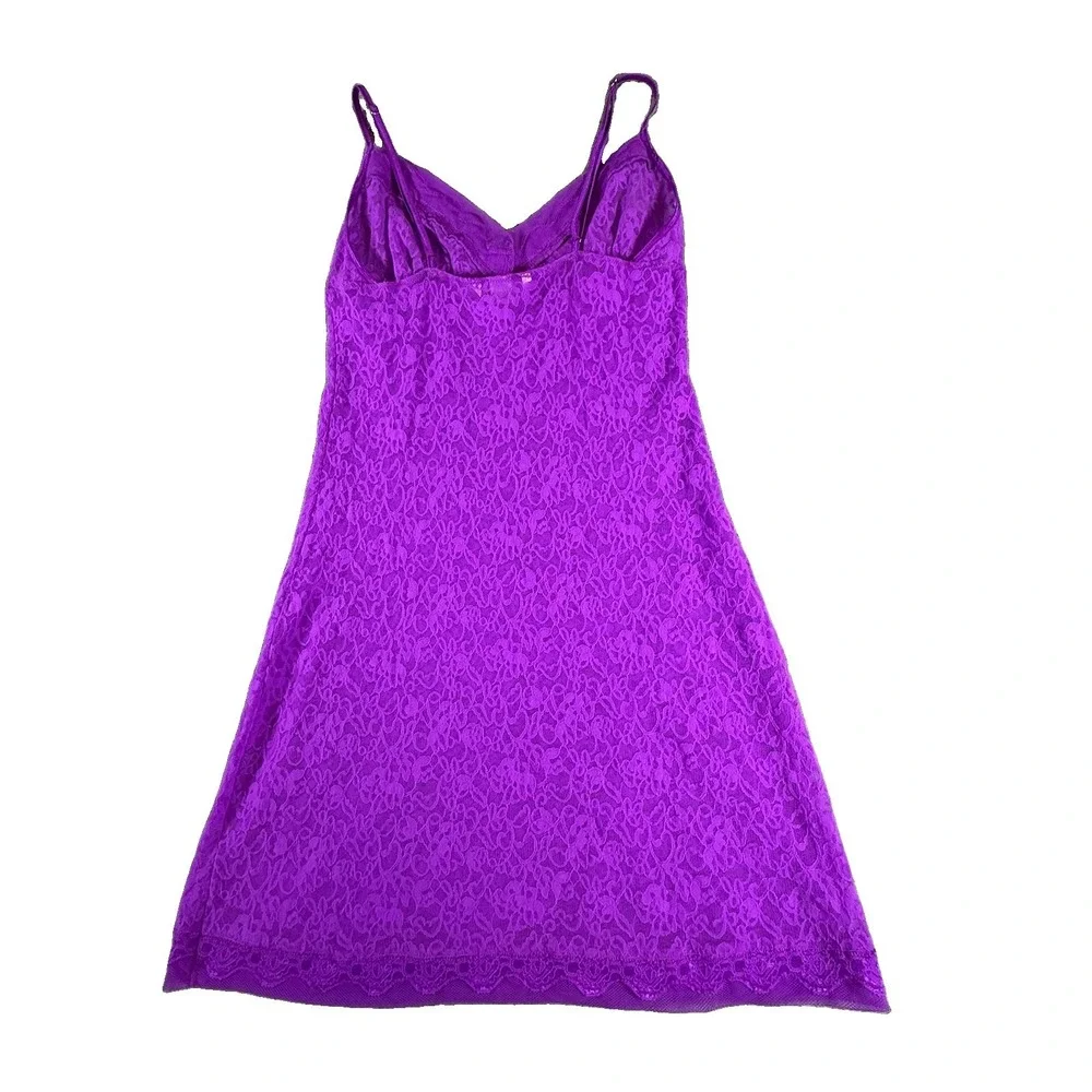 Victorias Secret The Lacie Lace Chemise Magenta Purple Slip Dress Large